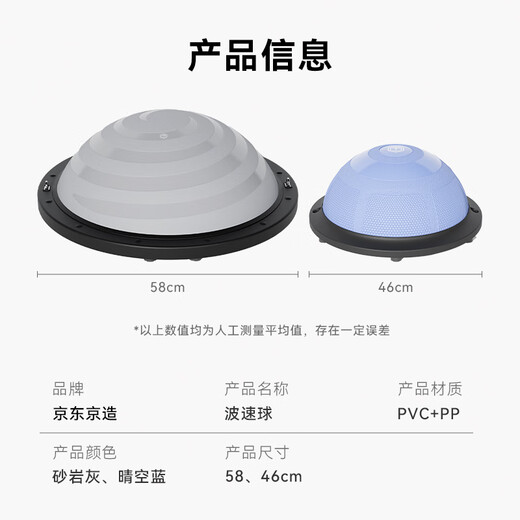 Made in JD.com ausgeglichener Wellengeschwindigkeitskugel verdickte Halbkreis-Balance Ball Pilates Fitness formen Haushaltsspannungsseil klarer Himmelblau