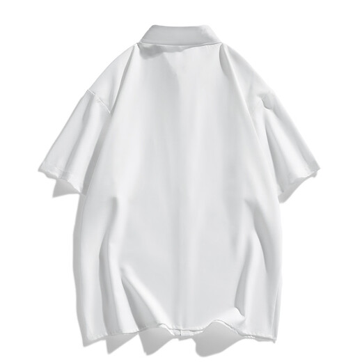 Homlean Japanese solid color short-sleeved shirt T-shirt men's spring and summer loose casual and versatile breathable clothes LS01 white XL