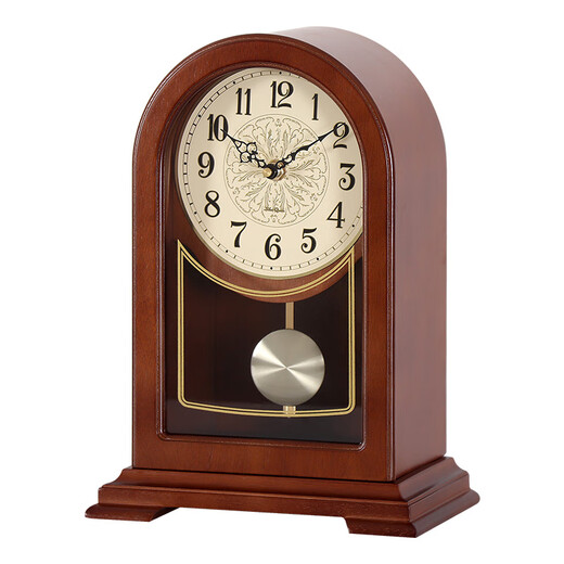 MapleLeaf home solid wood desk clock living room retro desktop personalized clock ornaments new Chinese style simple quartz clock desktop clock Liriodendron wood + time quartz movement + Arabic dial