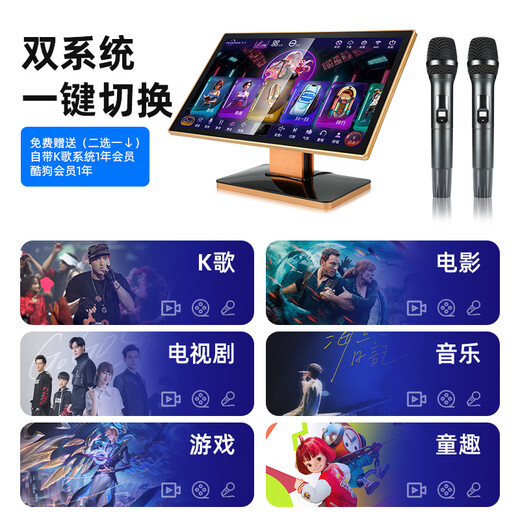 InAndOn音王 家庭影院ktv音响套装 2025新款家庭KTV一体机全套 卡拉ok点唱机组合 专业点歌机功放音箱设备 落地21.5吋点歌机+8吋音响套装+3T