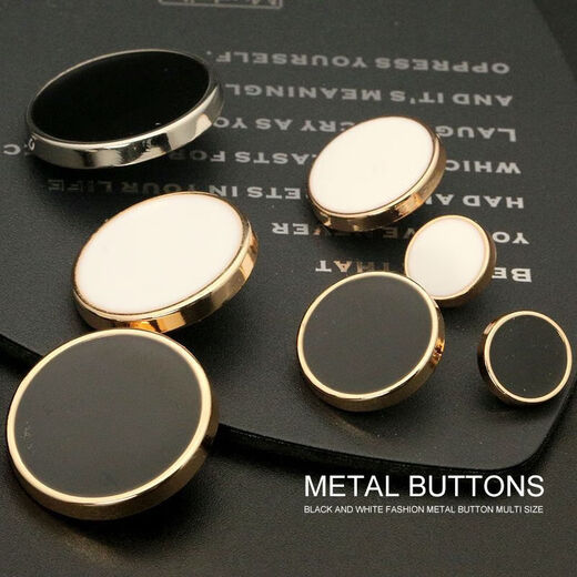 Boutons de vêtements, boutons de vêtements, boutons en métal, dessus rond, rupture de vent pour femmes, boutons de manchette, boutons de costume, bords ouest pour hommes, bords noirs, aiguilles et sacs de fil, 15 mm [6 pièces] boutons de manchette / Poches de palier couramment utilisés couramment utilisés