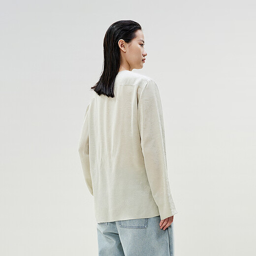 LESS New Chinese Style Fake Two-piece Shirt for Women Artistic Wrapped Mulberry Silk Jacquard V-neck Top for Women 2P1211330 330 Pink Gray Green M