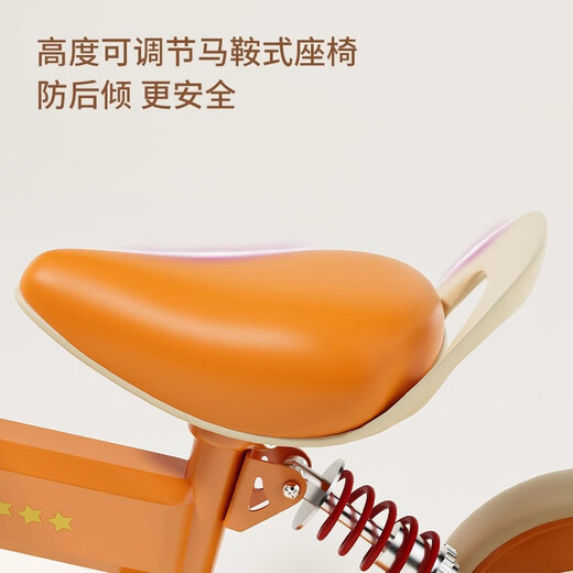 Beeic children's Balance Car 1-3 ans Baby Sliding Car Not-Peestrian Sliding Car Baby Four-roues jouets orange [amortissant + siège en cuir + phare + ajustement de hauteur] Gift de l'année de voiture coulissante d'un an
