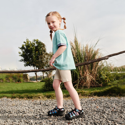 TOPSTAR Xia Shangxin TOPSTAR children's sandals, breathable children's outdoor shoes, toe-toe shoes, non-slip mesh shoes, beige floral 27, inner length 17.5cm, recommended foot length 16.5cm