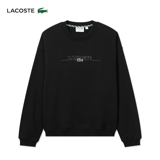 LACOSTE法国鳄鱼男装法国制造宽松版型棉质圆领套头运动卫衣|SH3878 031/黑色 M 4