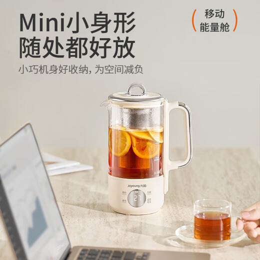 Joyoung household small capacity mini 0.6L health pot portable kettle 316 stainless steel tea boiler stew pot K06D-WY530 (with tea blue)