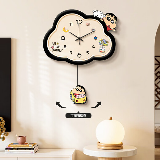 Long time no see Crayon Shin-chan restaurant wall clock living room home silent clock creative can swing left and right entrance wall clock
