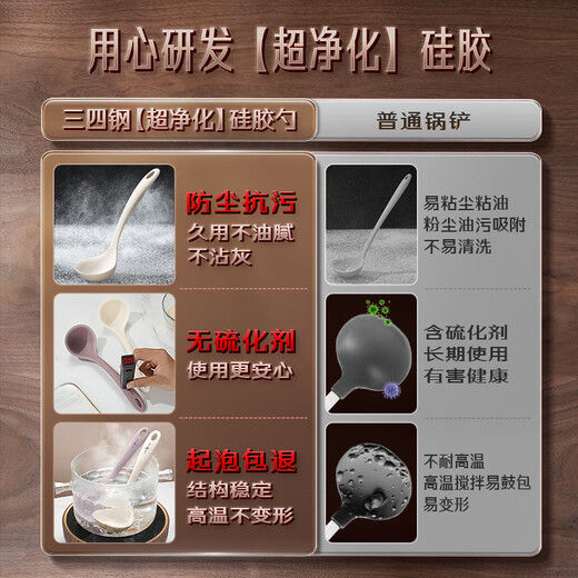 Sansi Steel Silicone Spoon Small Non-stick Pot Food Cooker Rice Cooker Spoon Household Porridge Spoon Food Grade Spoon 36822