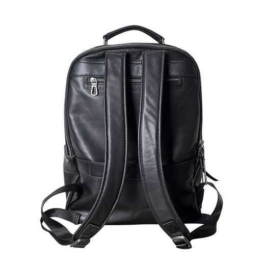 欧伦驰（OULUNCHI）真皮背包男士双肩包大容量商务出差旅行包头层牛皮高级感电脑书包 黑色 33*16*47CM