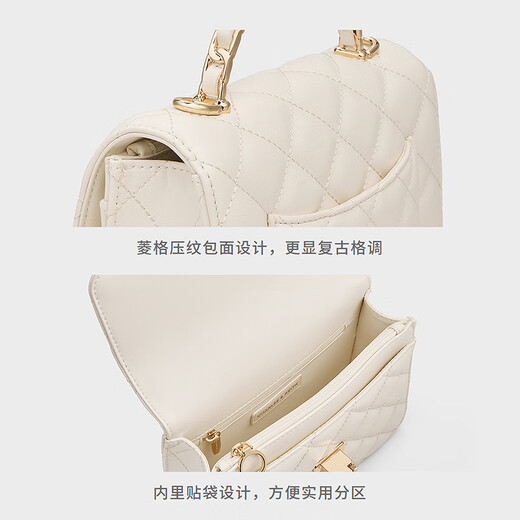 
CHARLES/KEITH25 autumn new product diamond chain handheld crossbody bag small square bag CK2-50701608 Cream milk white S