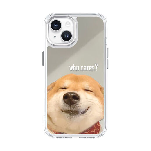 解颜面膜小狗iPhone16Promax镜面手机壳15苹果13防摔14闺蜜款补妆镜12 银镜框镜子【JM1478微笑柴犬】内气囊防尘网金属 苹果12
