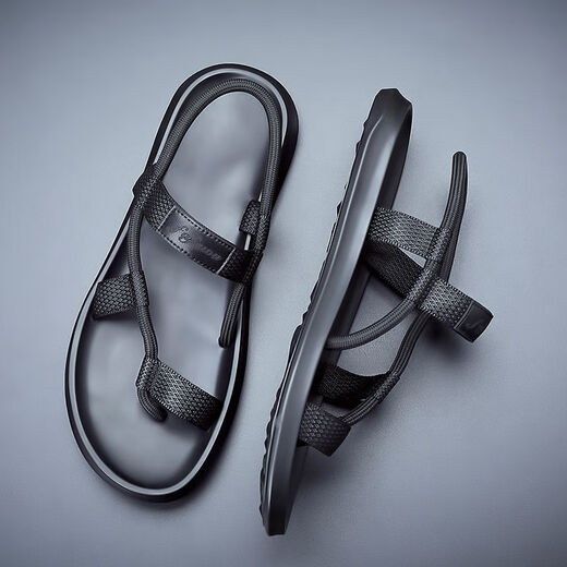 Sandales TTPMER pour la version coréenne masculine de chaussures de plage décontractées sans glissement en forme de semelle douce portant des sandales pour hommes à tendance verte à la mode en plein air Black 9866 Version améliorée 38