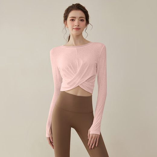 LULUUVTTOH Yoga Wear Suit Women's Fashion Pilates Training Wear Fitness Running Sports Quick-Drying Breathable Long-Sleeved Top Women White Top M