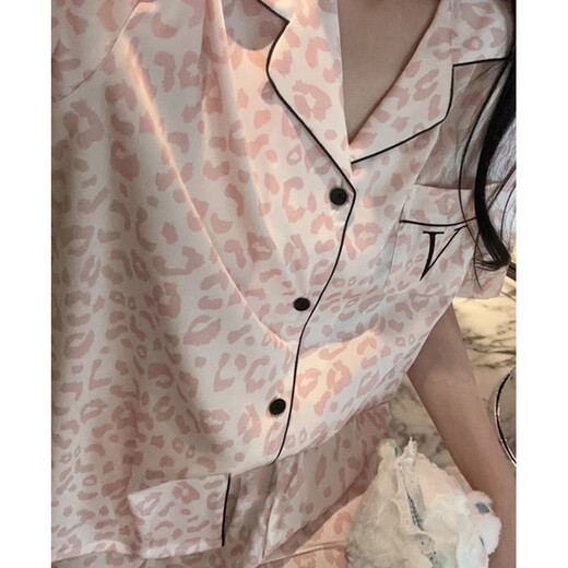莫代尔睡衣夏天女网红ins高级感短袖长裤豹纹两件套韩版气质冰丝家居服 套YFY9905【面料】 L (建议100-120斤)