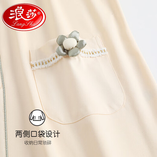 浪莎（LangSha）睡衣女士夏季纯棉短袖长裤女款夏天2025年新款半袖夏款家居服外穿 878果绿 M (160)：适合80-100斤穿着