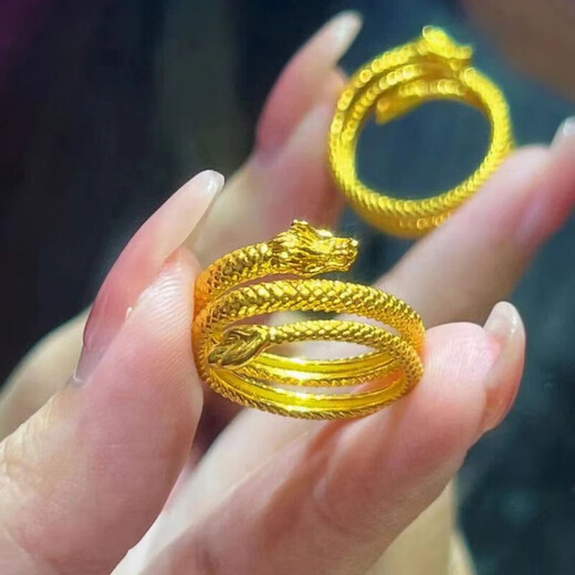 RSRDDY old Phoenix 5G three-circle dragon-shaped ring new Panlong 999 animal year 18k gold refers to three circles