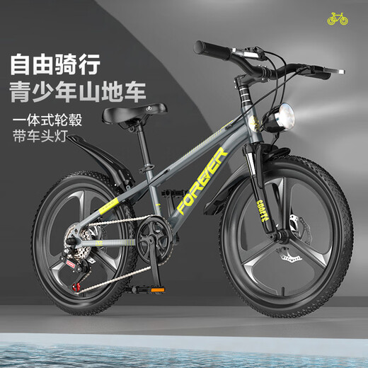 FOREVER (FOREVER) children's bicycle integrated wheel variable speed mountain bike male and female student bicycle 6-15 years old children's bicycle 20 inch smoke gray
