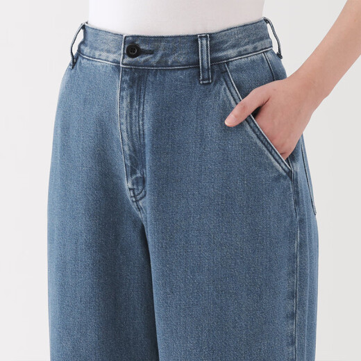 无印良品（MUJI）女式木棉混牛仔宽版锥形裤女款裤子25年春季新品丹宁回潮女装 浅蓝色 M (160/66A)
