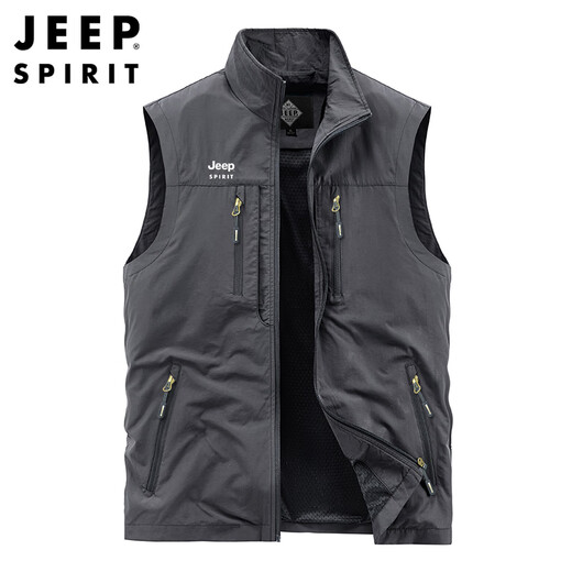 
JEEP SPIRIT Jeep Workwear Vest Men's Spring and Summer Sports Vest Candle Horse Clip Jacket Khaki XL