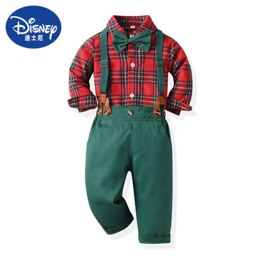 
Disney Christmas Show Clothing Children's Clothing Boys Birthday Suit Plaid Shirt Christmas Eve Overalls Event Show Dress 679 130cm