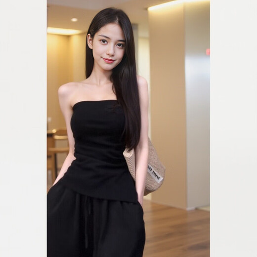 Chuangjingyi chooses French one-shoulder tube top black sexy slim hot girl slim sleeveless summer black S