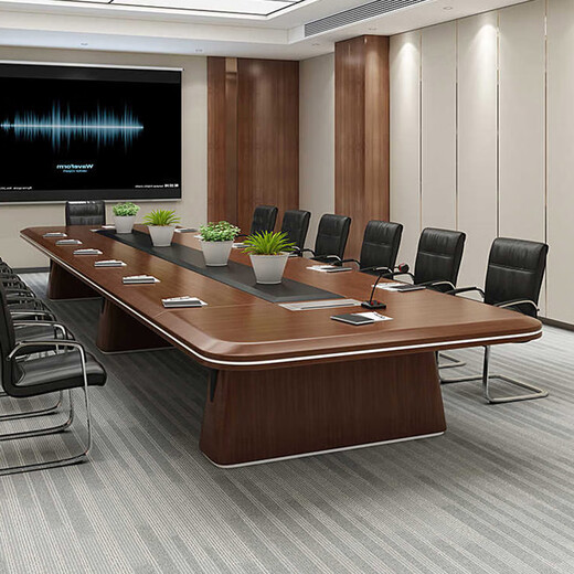 Panxi table and chair combination large conference table long table office meeting business negotiation table oval conference table solid wood leather