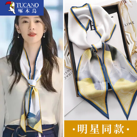啄木鸟长条丝巾女2024新款百搭春秋小领巾搭配衬衫妈妈礼物时尚百搭围巾 航海之行-蓝白 【150*14cm】