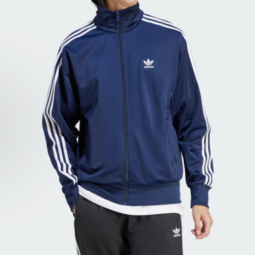 阿迪达斯 （adidas）三叶草25款经典藏蓝色条纹立领外套夹克IR9893官方旗舰 IR9893 藏蓝色/ S