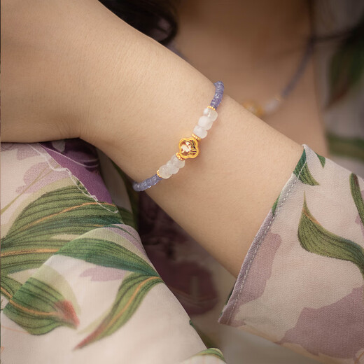 Qianjun Tanya original Phalaenopsis natural tanzanite necklace women's clavicle chain niche high-end jewelry handmade pendant Phalaenopsis Tanzanite bracelet 15+6CM