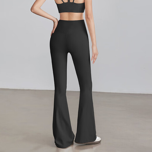 LULULMCCTN high-waist hip-raising micro-flared yoga pants summer new button Pilates professional training fitness clothes milk coffee top S