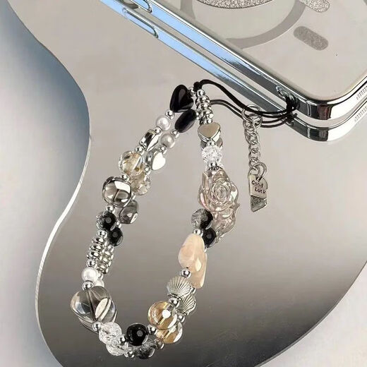 Beiyipin mobile phone lanyard mobile phone chain gray star mobile phone lanyard wrist chain short sweet and cool girl beaded chain mobile phone case trend ins internet celebrity style bracelet