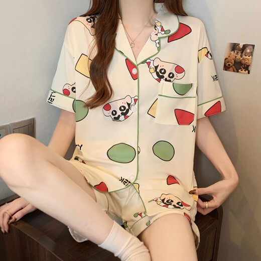 
Hanrui cartoon milk silk women's pajamas three-piece set home clothes FS*14137 170 M