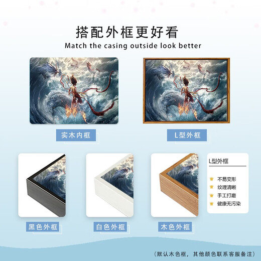 2025新款哪吒2之魔童闹海数字油画DIY手工手绘涂鸦卡通感装饰 LL12176 40*50cm加厚实木内框+美观外框