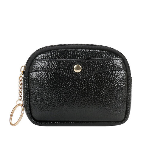 Kangaroo Frauen weiche Ledermünze Brieftasche Mädchen Reißverschlussbeutel Coin Bag Koreanische Version Kurzer kleiner Brieftasche Mini Handtasche Schlüsselkarte Freundin Frau Mutter Geburtstag Valentinstag Geschenk Schwarz