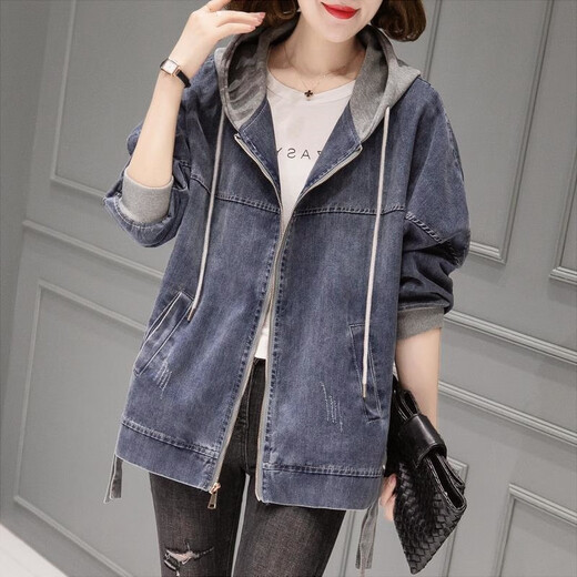 单南卫牛仔外套女春秋时尚2024春装新款韩版休闲短款小个子棒球服上衣服 9887款 M 100-112斤