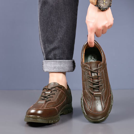 Région occidentale Camel 100% Top Layer Chaussures en cuir en cuir décontracté Chaussures en cuir de sport pour hommes Souppe à la semelle douce et à la semelle de bœuf Tendon de bœuf à usure Sole Sole Cuir Chaussures Jaune 9905 41