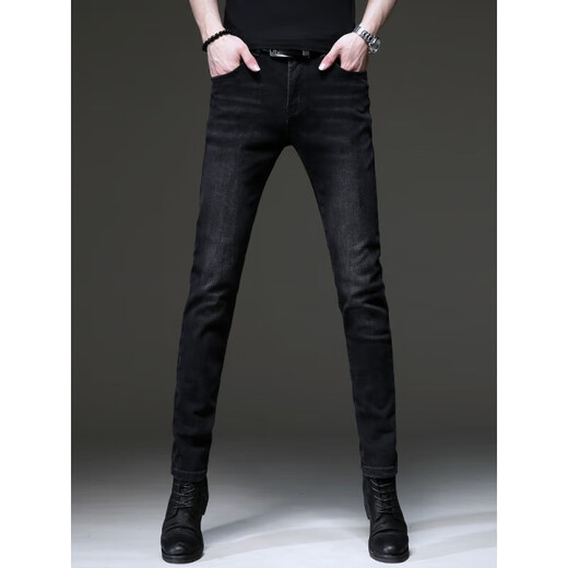 
AEMAPE high-end brand black jeans men's 2025 summer new Korean style trend retro small foot stretch pants men 1048 black 28 [two feet one]