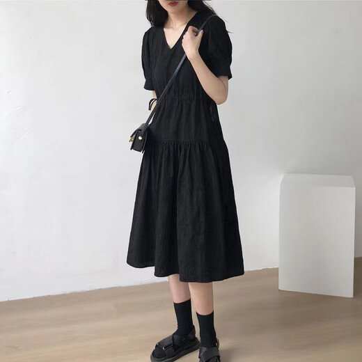 Yezhi maternity skirt large size women's clothing 2025 new skirt black loose pregnant mother's clothes summer breathable comfortable skirt maternity dress [black] size XL