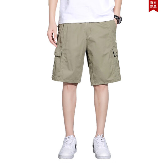 Jeep Spirit Jeep Sommer Pure Cotton Shorts Herren mehrfach lose dünne Arbeitshorts Männer loser und vielseitiger gelegentlicher Mid-Hose Jeep9896 Military Green XL [105-120jin [Jin gleich 0,5 kg]]