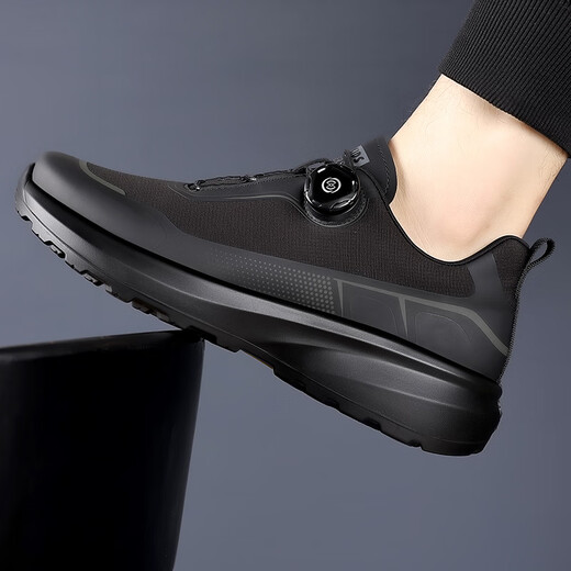 Zapatos para hombres 2025 Nuevo botón giratorio de primavera gratis suela suave de viaje al aire libre Sports y ocio de moda 3527 Negro 40