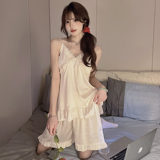 AIFENROU PAJAMAS DE SUPSENTO PARA MUJER EN SUMMER Seda de seda sexy almohadilla de pecho sexy Estilo delgado 2025 New Princess Pure y lujurioso juego de ropa para el hogar 9221 JDX rosa con almohadilla de pecho XL Peso 115-140Jin [Jin iguala 0.5 kg]