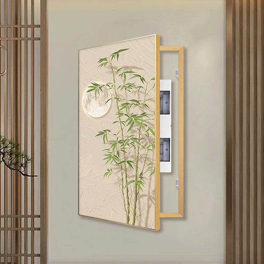 Color de ciervos Caja eléctrica Pintura Decoración Pintura de medidor eléctrico de gran tamaño Pintura de decoración de bambú vertical Flores y aves de distribución que cubre la caja de distribución Total V867 Cubierta de volteo izquierdo (abierto a la izquierda a la derecha) 14
