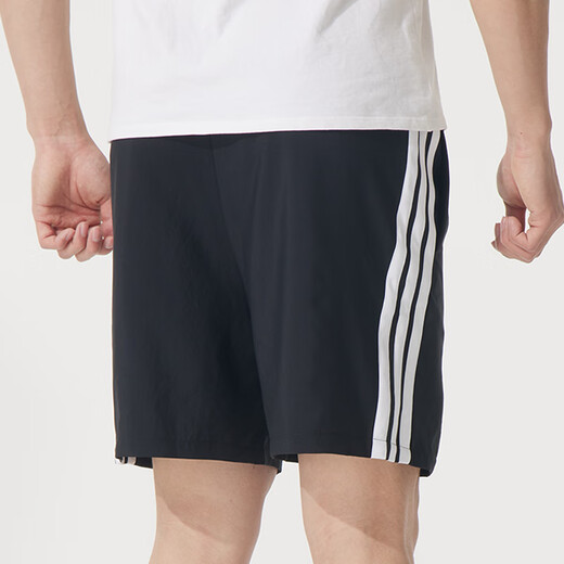 阿迪达斯 （adidas）短裤男 25夏季运动裤快干篮球训练舒适透气休闲裤冰丝裤五分裤男 黑色/速干/经典三条纹 L 180