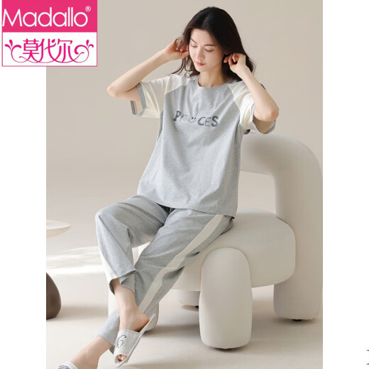 Modal Pajamas de algodón de manga corta Traje para mujeres Pantalones de verano Ropa para el hogar Estilo coreano Se puede usar en el exterior de la caricatura de verano Pajamas Y9717 m (recomendado 75-95Jin [Jin equivale a 0.5 kg])