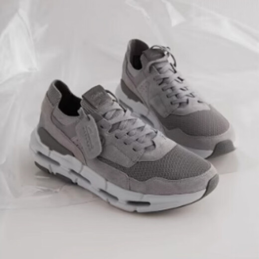 Clarks natürliche Serie Herrenschuhe Retro Trendy Dick-Soled High-Rise Daddy Schuhe Echtes Leder atmungsaktives lässige Turnschuhe grau 42