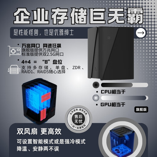 Extrem geräumiger NAS-Heimnetzwerkspeicher, intelligente Host-Festplatte mit vier Schächten, Z4proZ423-Flaggschiffversion, persönliche private Cloud-Festplatte, Heim-Cloud-Speicherserver, Flaggschiff-Z423-AI NAS-AMD Ryzen 7 Einzelfestplatte 8 TB mit Seagate Galaxy-Festplatte