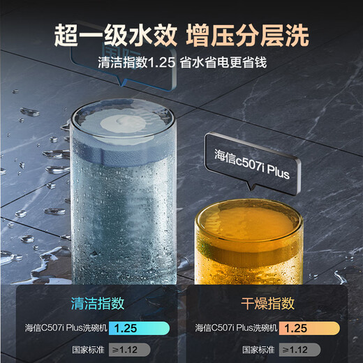 Hisense zero-bacteria dishwasher built-in 16 sets fully loaded adjustable first-level water efficiency UVC mother and baby five-star disinfection 110 hot air drying first-level storage WQ16-C507iPlus