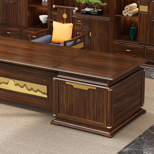 Xinshiya modern Chinese style boss desk leader desk ebony wood CEO large board table solid wood executive desk Great Wall executive desk 2.8m