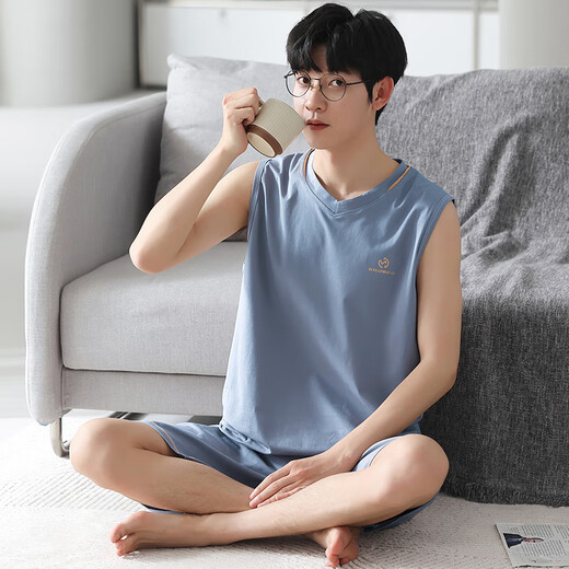 7 SEVFUN 七色纺睡衣男冰丝夏季短袖新款凉爽透气莫代尔薄款学生青少年家居服套装 12023 【凉爽透气  亲肤莫代尔】 L （建议120-140斤）