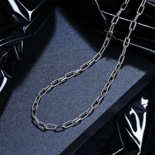 Saturday Fortune (ZLF) pt950 platinum necklace men's retro fashionable electric black interlocking plain chain clavicle chain 58cm-23.56g
